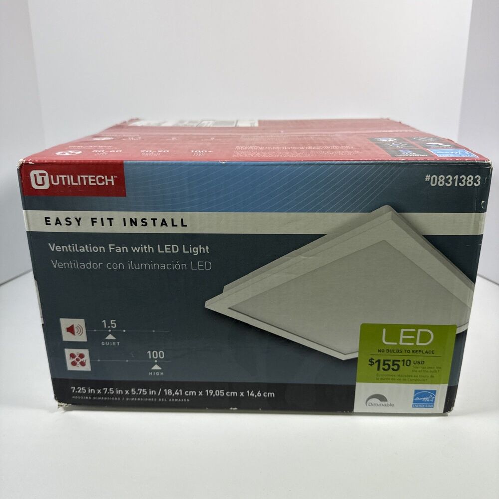 Utilitech Ventilation fan 1.5-Sone 100-CFM with LED Light